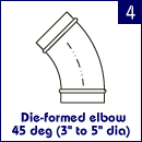 Die-formed elbow 45 deg